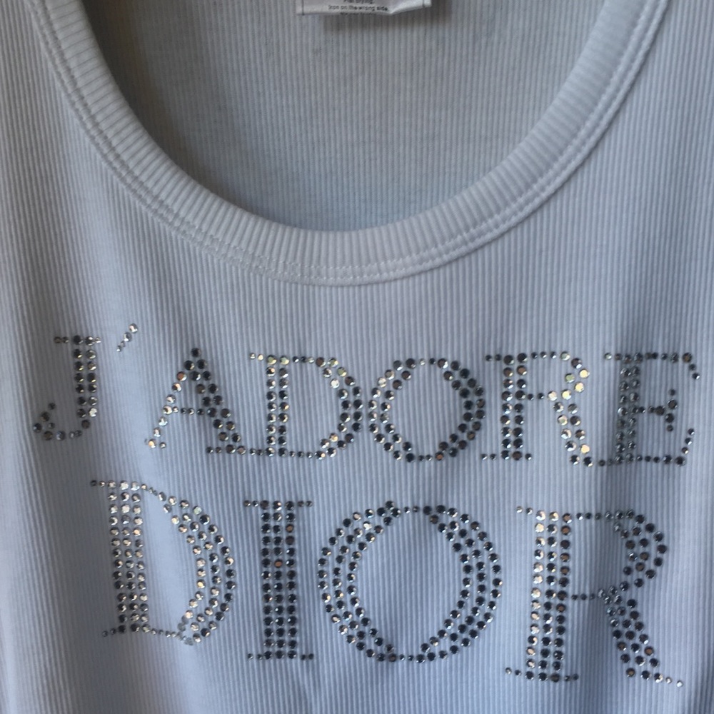 Christian Dior Rhinestone Jadore 1947 White Tank